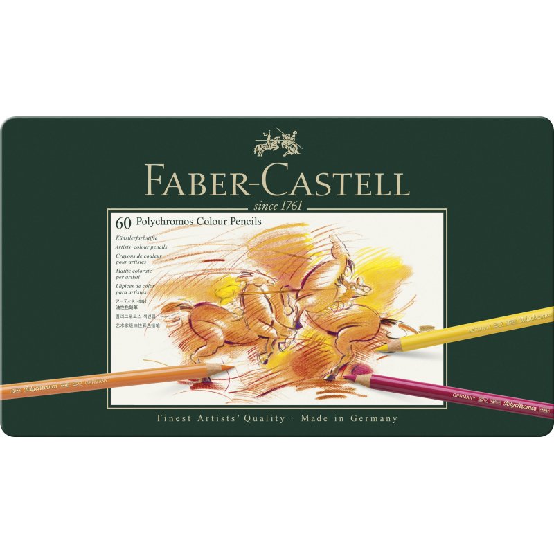 превью Карандаши цветные художественные Faber-Castell «Polychromos» 60цв., заточен., метал. коробка