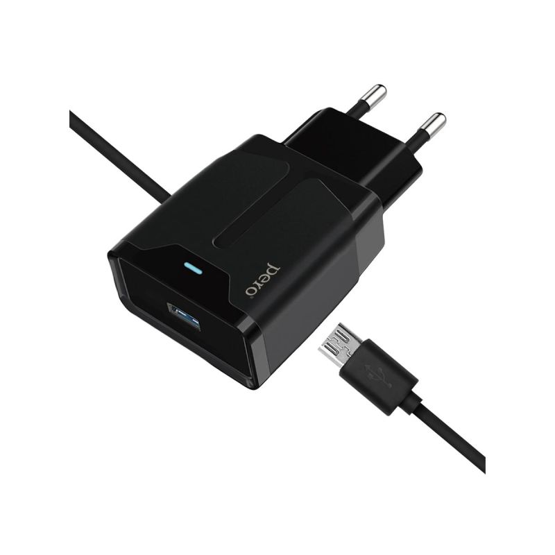 Зарядное устройство сетевое PERO TC04 1USB 2.1A + MICRO-USB CABLE черный