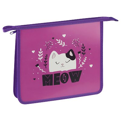 Папка для тетрадей 1 отделение, ArtSpace «MEOW», А5, пластик, на молнии