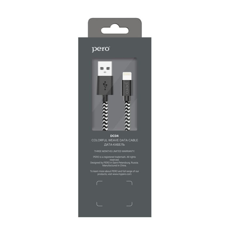 Кабель USB PERO DC-04 8-pin Lightning, 2А, 2м, Silver-black