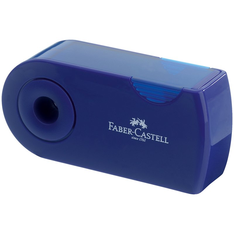 Точилка пластиковая Faber-Castell «Sleeve», 2 отверстия, контейнер, красная/синяя