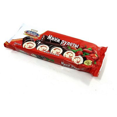Мини рулеты Мастер десерта Клубника, глазированный 175г