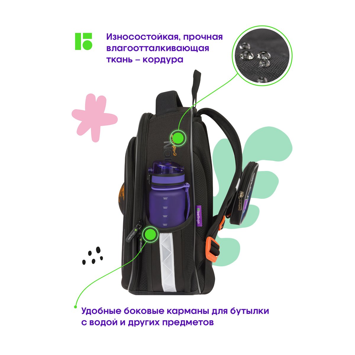 Ранец Berlingo Expert Plus «Space world» 38×29×15см, 2 отделения, 2 кармана, анатомическая спинка