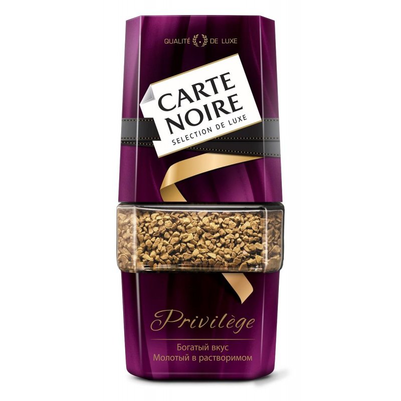 Кофе растворимый Carte Noire «Privilège», сублимированный с добавлением молотого, стеклянная банка, 95г