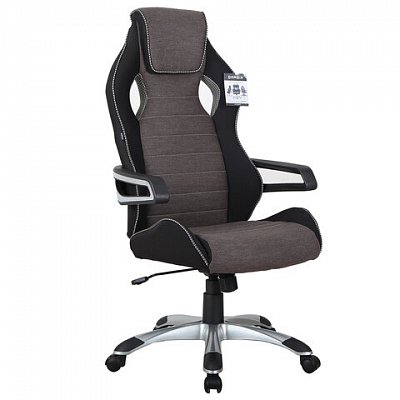 Кресло компьютерное BRABIX «Techno GM-002», ткань, черное/серое, вставки белые