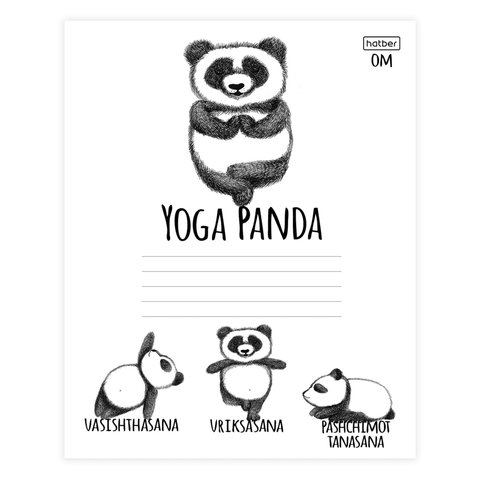 Тетрадь 24 л., HATBER, клетка, обложка картон, «Animals Yoga» (5 видов), 24Т5В1