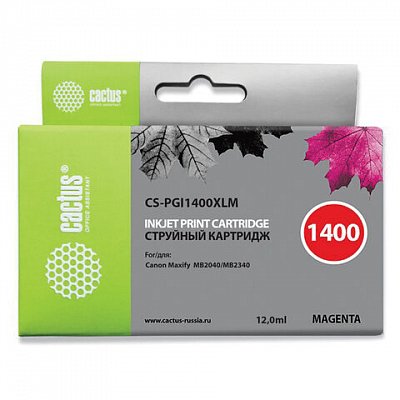 Картридж струйный CACTUS (CS-PGI1400XLM) для CANON МВ2040/МВ2340, пурпурный, ресурс 900 стр. 