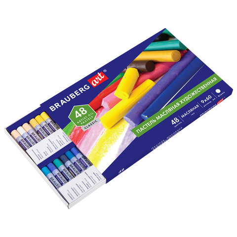Пастель масляная художественная BRAUBERG ART CLASSIC, 48 цветов, круглое сечение