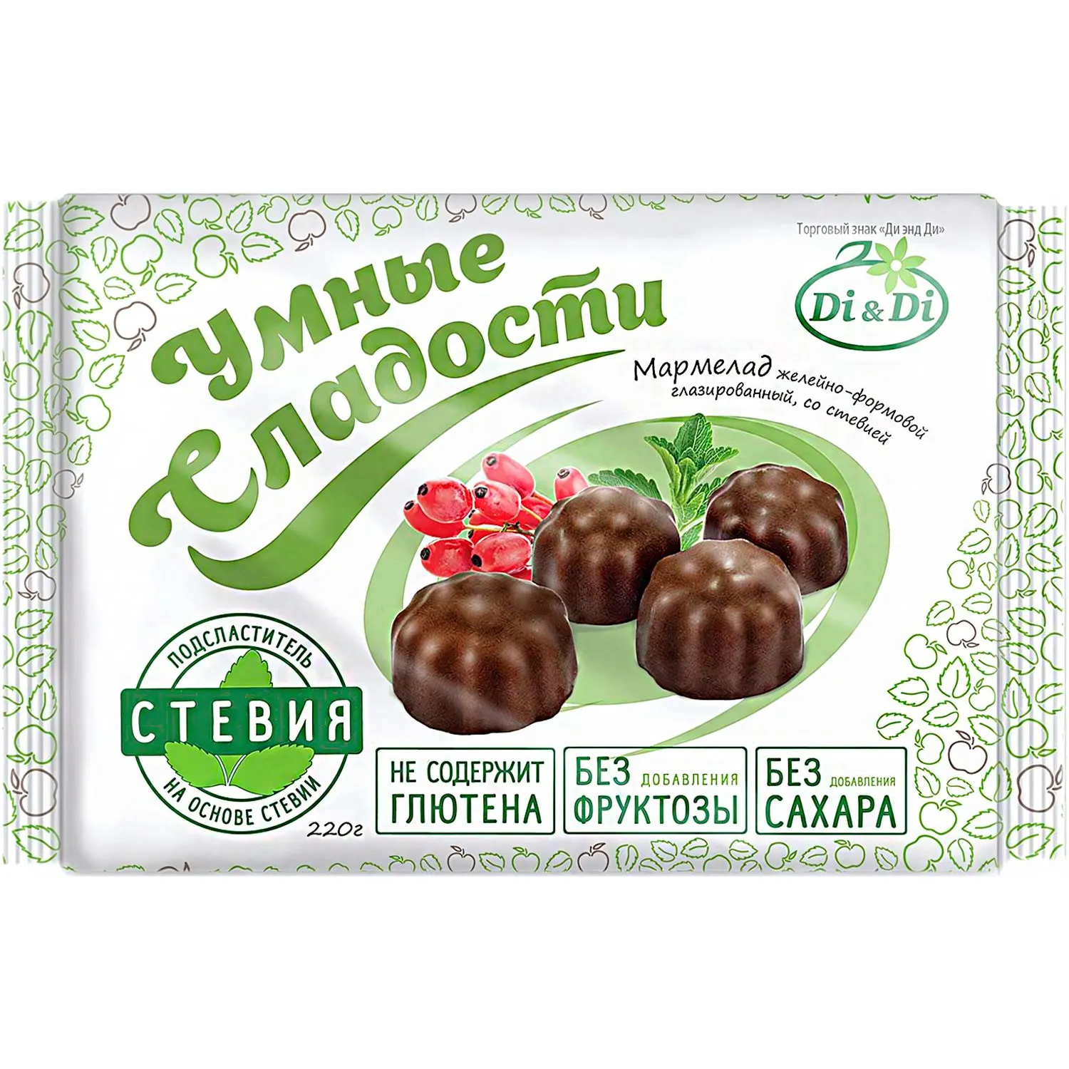 превью Мармелад Умные сладости Di&Di желейный в шоколадной глазури 220 г