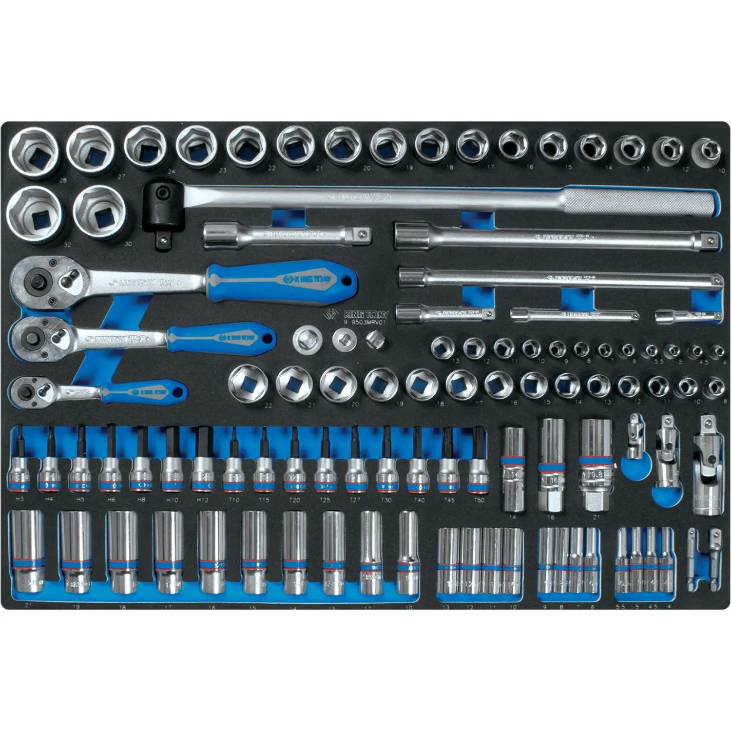 Набор головок торцевых King Tony 4-32 мм 1/2"1/4"3/8" 103 предмета (9-9503MRV01)