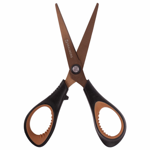 Ножницы BRAUBERG «Heavy Duty», 165 мм, суперпрочные, титановое покрытие, 2-х сторонняя заточка, блистер