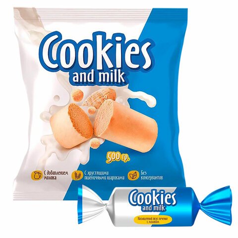 превью Батончики шоколадные COOKIES AND MILK молочные со сливочным печеньем, 500 г