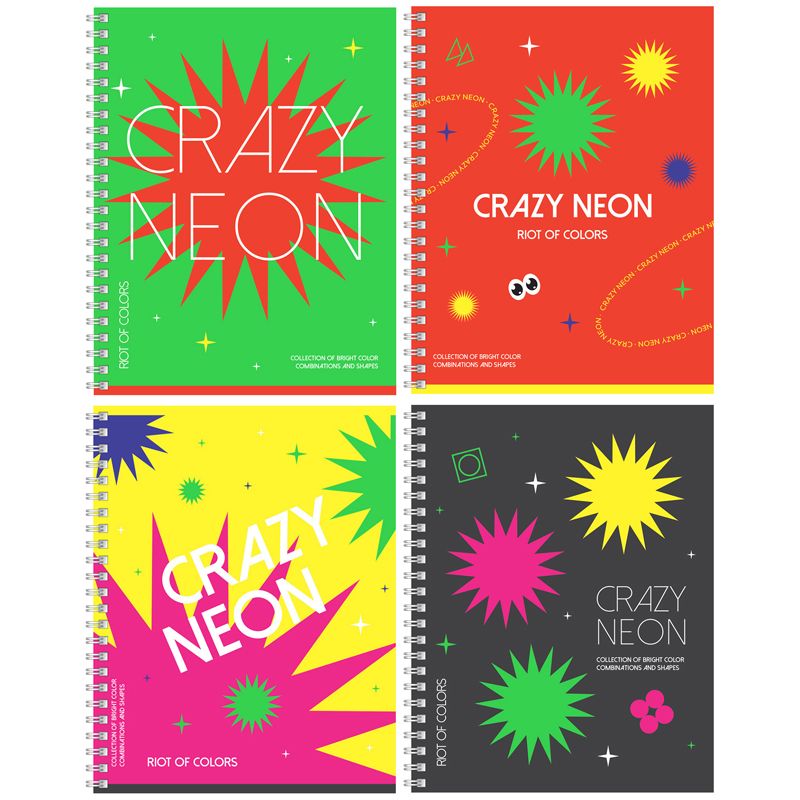 превью Тетрадь 96л., А5, клетка на гребне BG «Crazy neon», неоновая краска