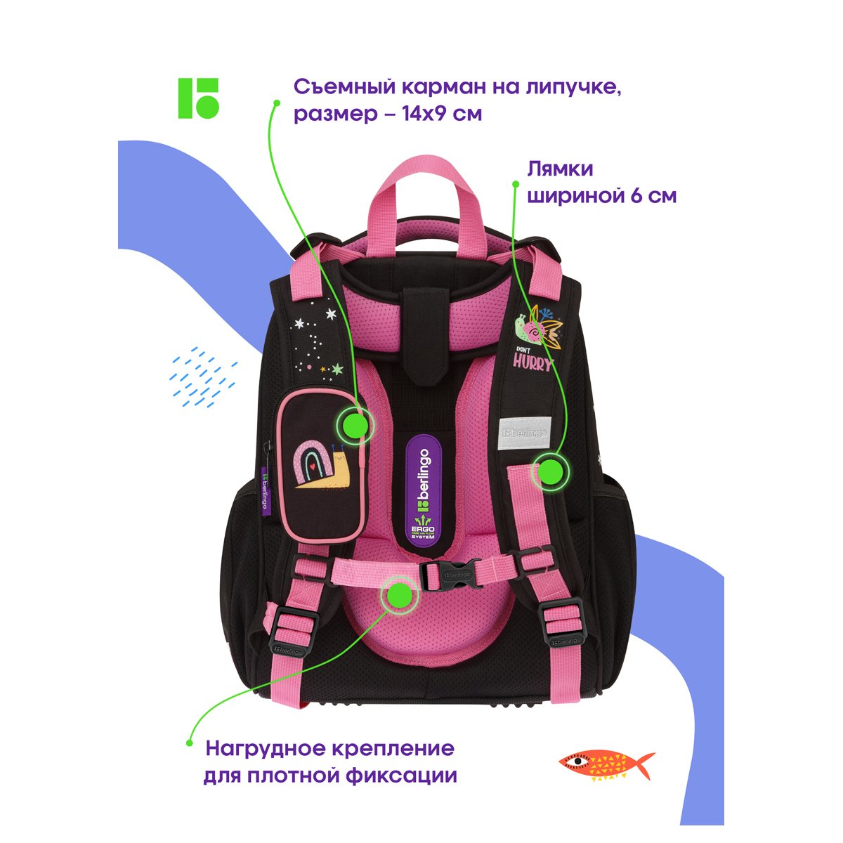 Ранец Berlingo Expert «Snail» 37×28×16см, 2 отделения, 2 кармана, анатомическая спинка