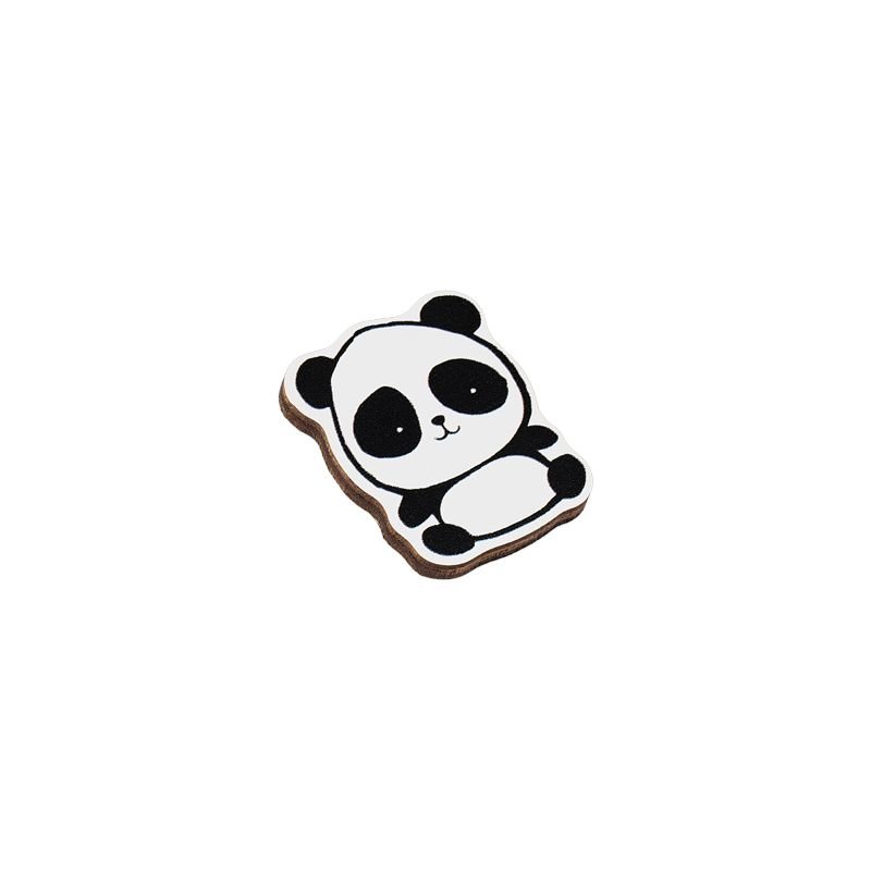превью Значок деревянный MESHU «Hello panda», прямая УФ-печать, 2.7×3.3см
