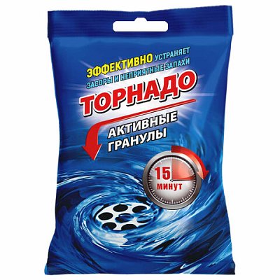 Средство для прочистки канализационных труб в гранулах 70 г, КРОТ «Торнадо», активные гранулы