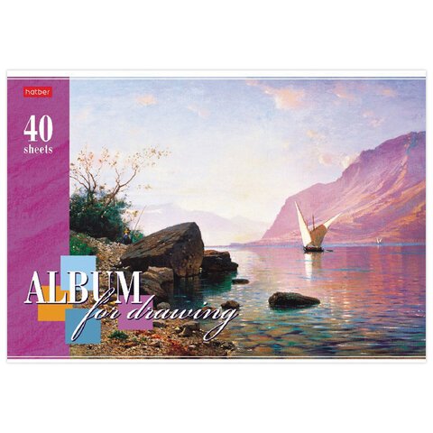 Альбом для рисования, А4, 40 л., скоба, обложка картон, тиснение, HATBER, 205×290 мм, «Страна грез» (5 видов)