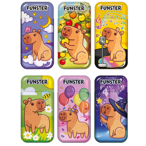 Корректирующая лента FUNSTER «КАПИБАРЫ», 5 мм х 5 м, КОМПЛЕКТ 6 штук, пенал с zip-замком