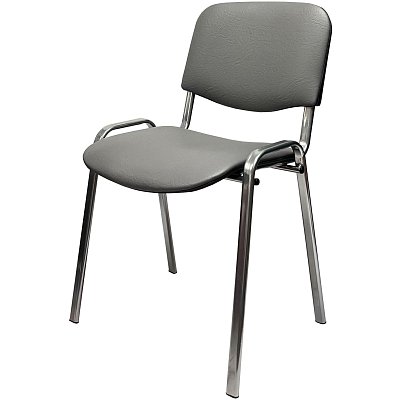 Стул КО_EChair Rio(ИЗО) искожа серая мат. тисненная 503, каркас под хром