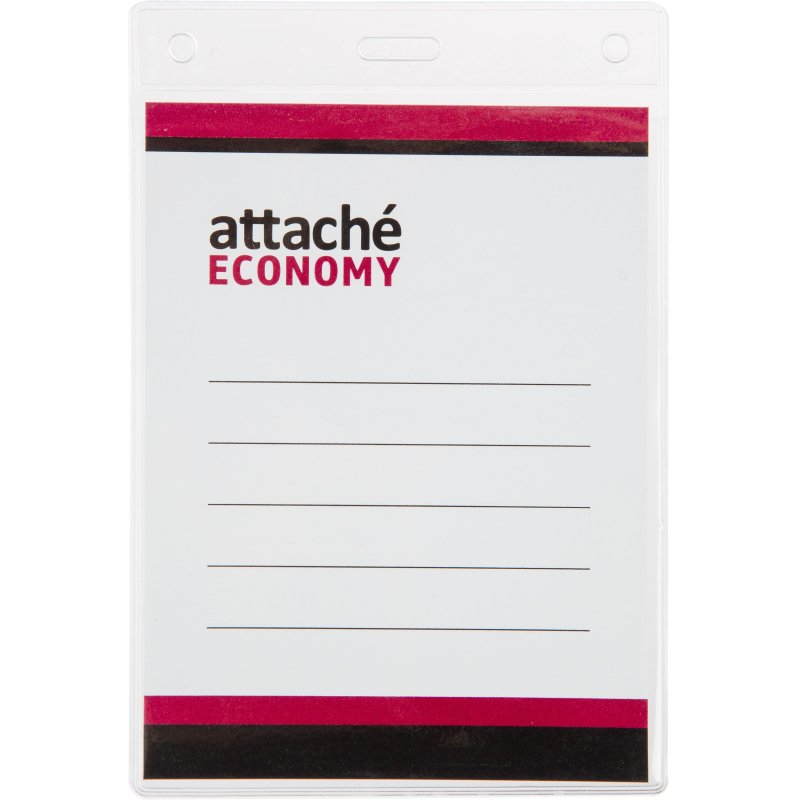 Бейдж Attache Economy 138×96 150мкм, шнурок 45см син, вкладыш 120×90 5шт/уп