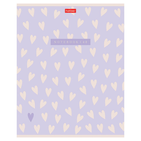 Тетрадь А5 48 л., HATBER, скоба, клетка, обложка картон, тиснение, LOVE IS... (микс в спайке), 093099