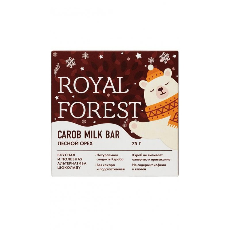 превью Шоколад кэроб Royal Forest Carob Milk Bar лесной орех 75 г