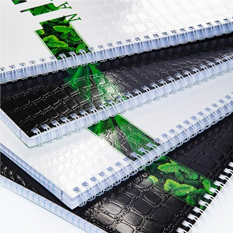 Тетрадь А4, 96 л., HATBER гребень, клетка, тиснение CROCO, «Nature» (4 вида в спайке)
