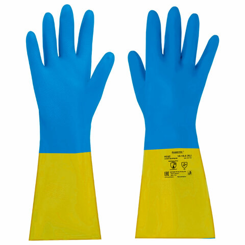 Перчатки латексно-неопреновые КЩС, ULTRA NEOPRENE, химически устойчивые, размер 10-10.5 XL (очень большой), RABBITEX (РАББИТЕКС)