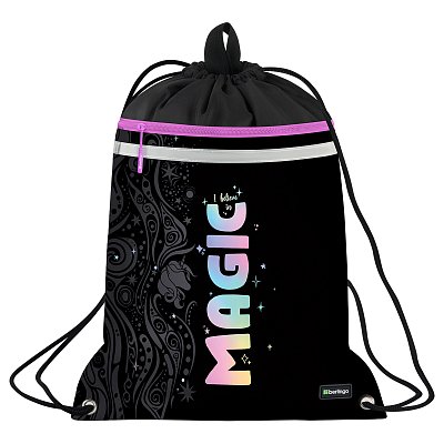 Мешок для обуви 1 отделение Berlingo «Purple Magic», 360×460мм, вентиляционная сеточка, светоотражающая лента, карман на молнии