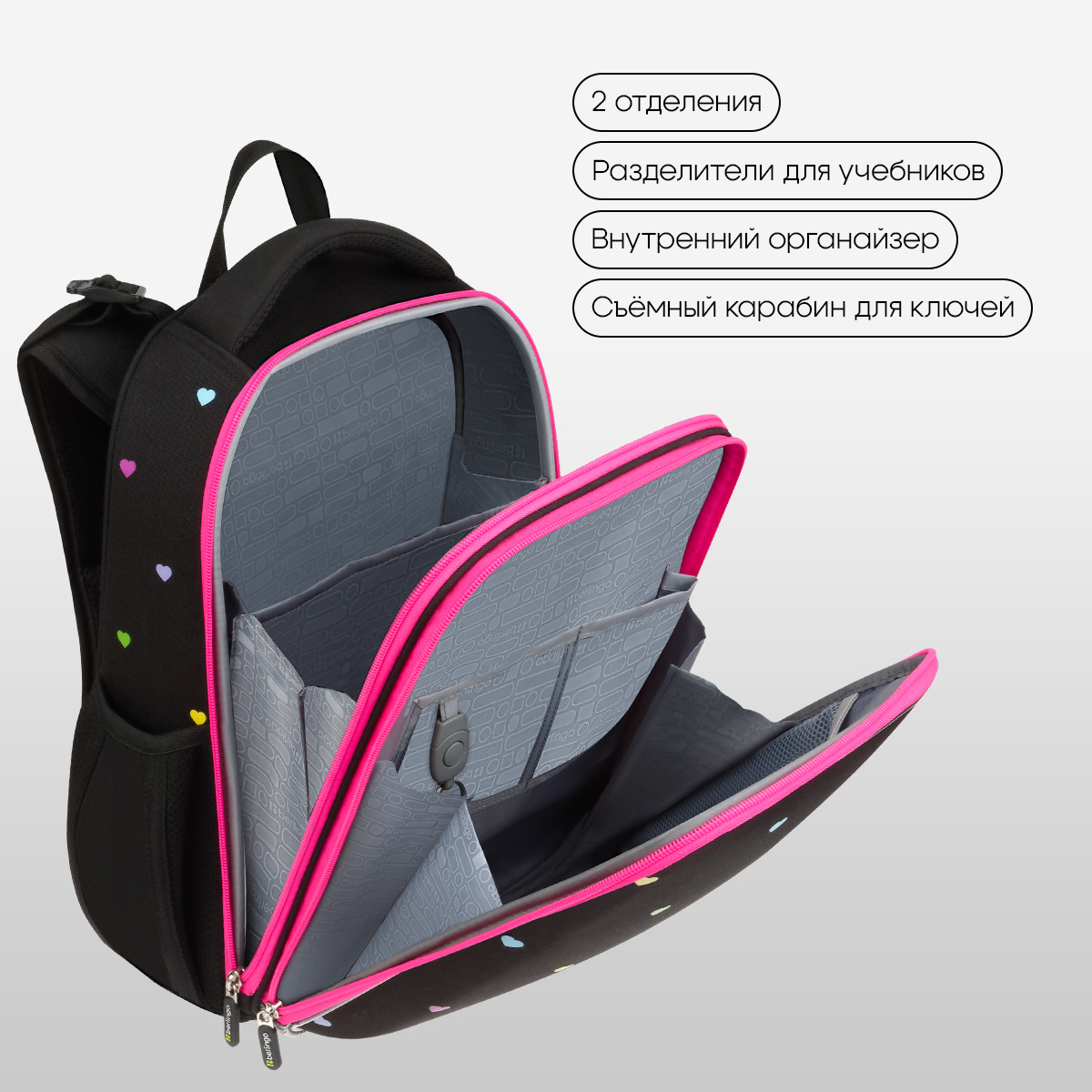 Ранец Berlingo Expert «Love Yourself» 37×28×16см, 2 отделения, 2 кармана, анатомическая спинка