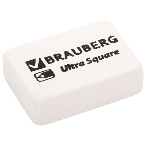 Ластики BRAUBERG «Ultra Square» 6 шт., размер ластика 29×18х8 мм, белые, натуральный каучук