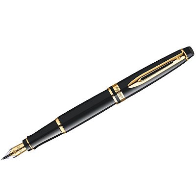Ручка перьевая Waterman «Expert Black Lacquer GT» синяя, 0.8мм, подарочная упаковка