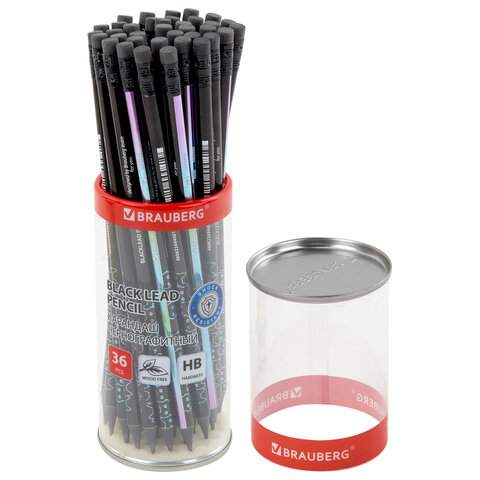 превью Карандаш чернографитный с принтом BRAUBERG «CATS», 1 шт., HB, с ластиком