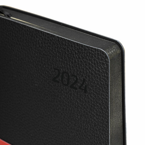 Ежедневник датированный 2024 А5 138×213 мм BRAUBERG «Stylish», под кожу, черный