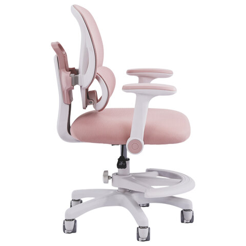 Кресло детское с подставкой для ног BRABIX KIDS «MG-220», сетка/ткань TW, розовое