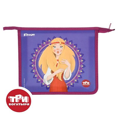 Папка для тетрадей КОМУС Три богатыря Аленушка, А5.1отд, молн, пластик, ПТ 713