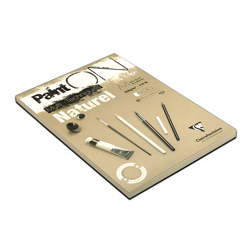 Альбом для смешанных техник 30л., А4, на склейке Clairefontaine «Paint'ON Naturel», 250г/м2, крафт