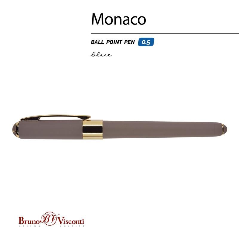 Ручка шариковая неавтоматическая Bruno Visconti Monaco синяя (серый корпус, толщина линии 0.4 мм)