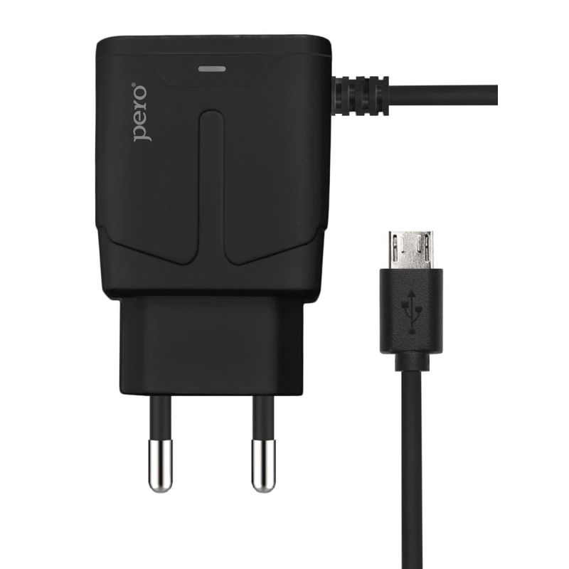Зарядное устройство сетевое PERO TC04 1USB 2.1A + MICRO-USB CABLE черный