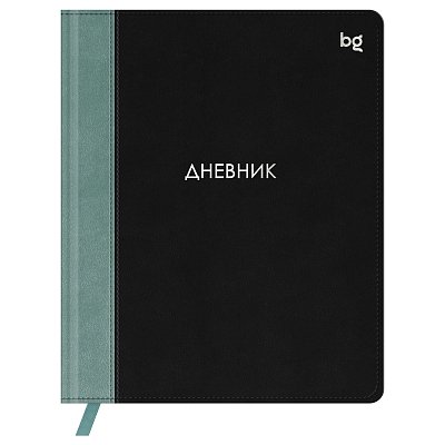 Дневник 1-11 кл. 48л. (твердый) BG «Комбо. Черный», иск. кожа, комбинирование материалов, тиснение фольгой, ляссе