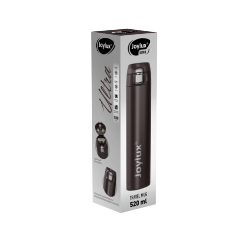 Термокружка 520 мл JOYLUX (ДЖОЙЛЮКС) ULTRA BROWN, нержавеющая сталь SUS304, коричневый матовый