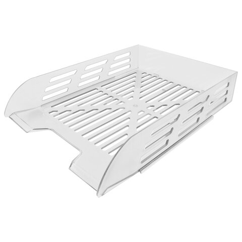 превью Лоток горизонтальный для бумаг BRAUBERG ECO, 330×245х65 мм, сетчатый, прозрачный