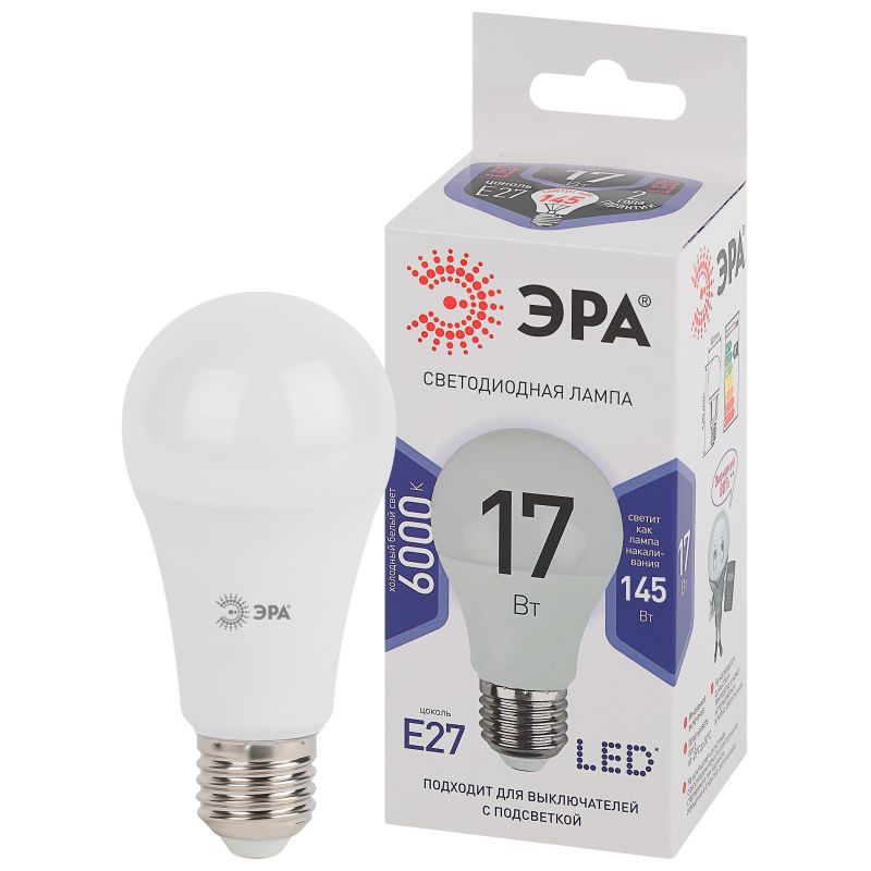 Лампа светодиодная ЭРА STD LED A60-17W-860-E27 E27 / Е27 17Вт холодный свет