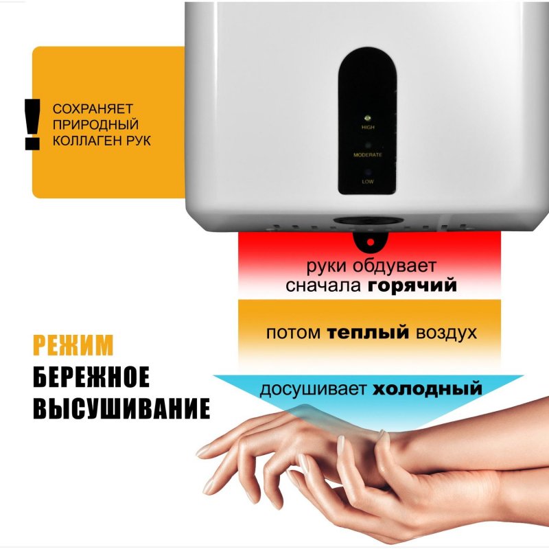 Сушилка для рук электрическая Puff-8810 сенсорная белая