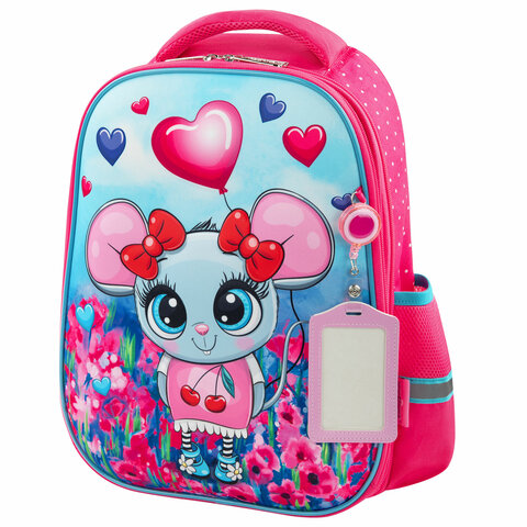 Ранец ЮНЛАНДИЯ LIGHT, 2 отделения, «Pretty mouse», 3D панель, 38×29х16 см