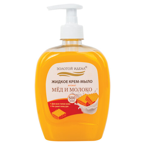 превью Мыло-крем жидкое 500 г ЗОЛОТОЙ ИДЕАЛ «Мед и молоко»дозатор606787