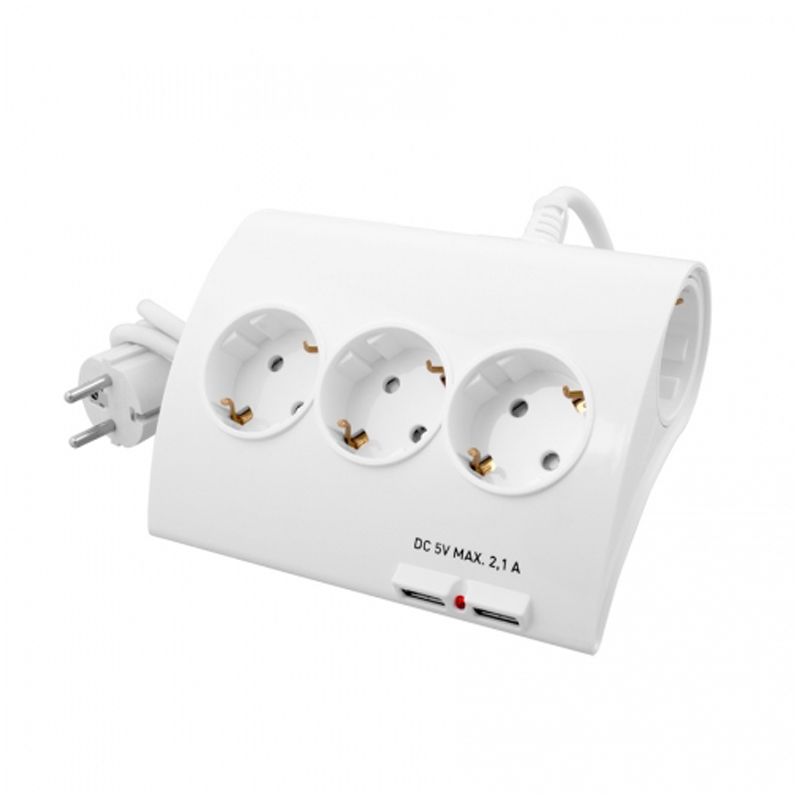 превью Сетевой фильтр Старт, 5 розеток, 2 USB порта output 2.1А, 16А, 1.5м, белый