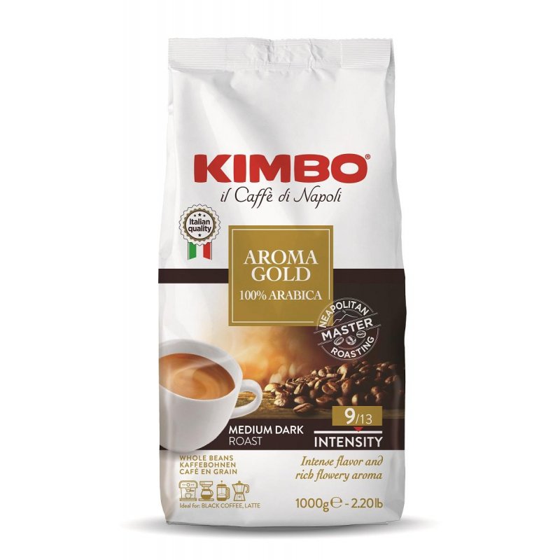 Кофе в зернах KIMBO «Aroma Gold Arabica» (Кимбо «Арома Голд Арабика»), натуральный, 1000 г, вакуумная упаковка