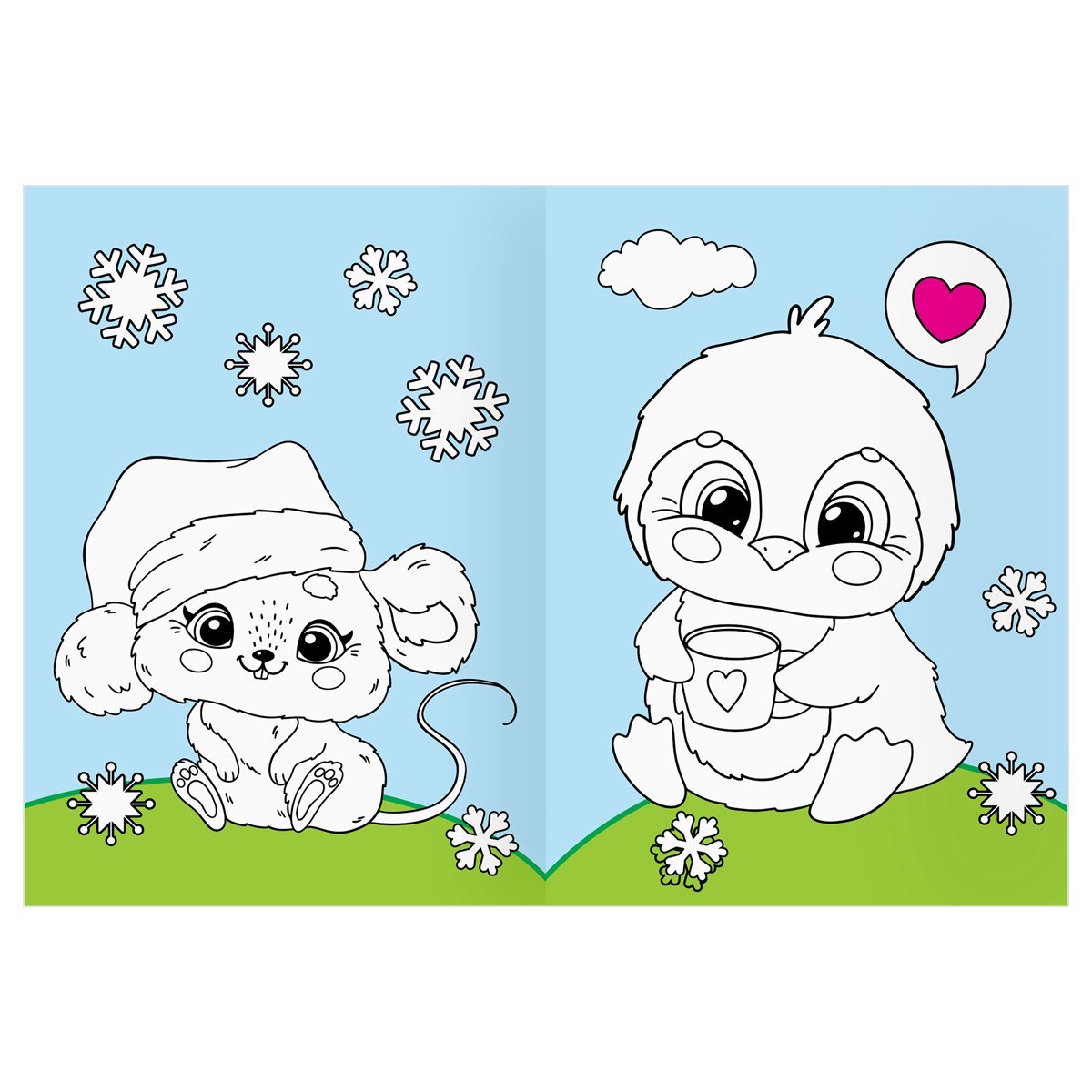 Раскраска А4 ТРИ СОВЫ «Животные в стиле kawaii», 16стр., цветной фон