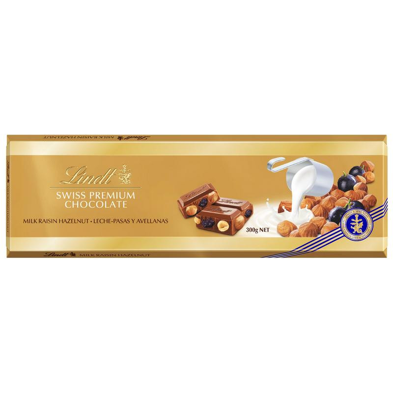 превью Шоколад Lindt Gold молочный с изюмом и цельным фундуком 300 г